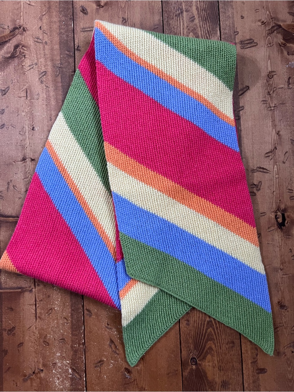 Talbots Wool Cashmere Blend Knit Stripe Scarf Colorful Rainbow